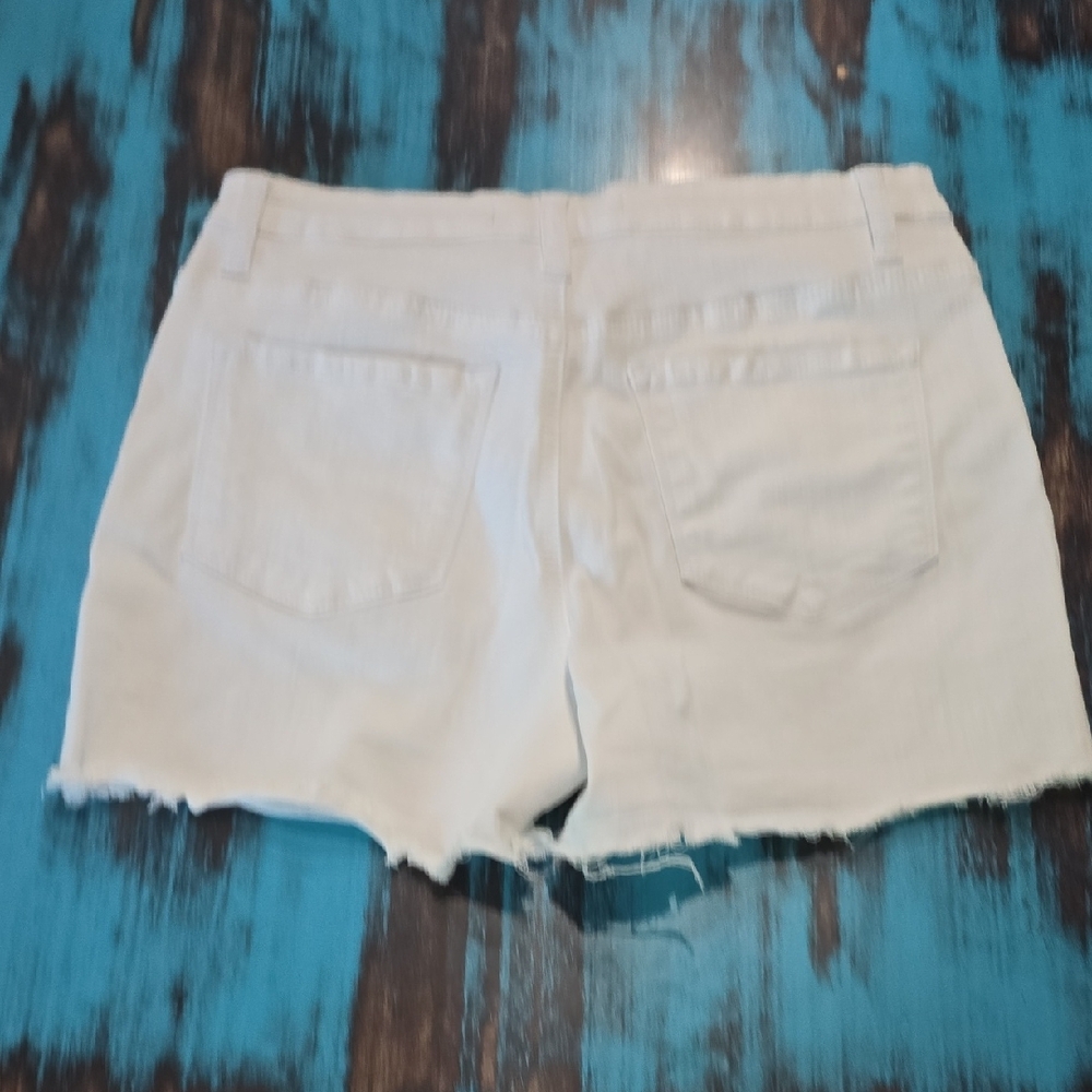 KanCan White Jean Shorts Distressed Raw-Edge - Picture 3 of 4